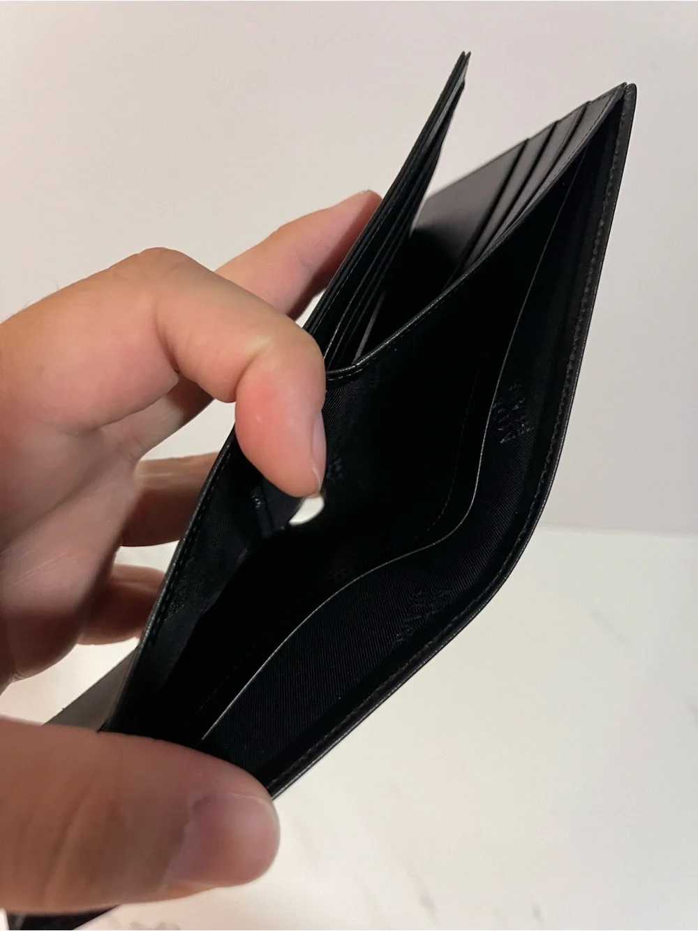 Montblanc Black Leather Slim Bi-Fold Wallet with Emblem